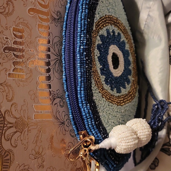 Handmade Evil Eye Beaded Clutch Bag Charm Brand New Te - Picture 3 of 5
